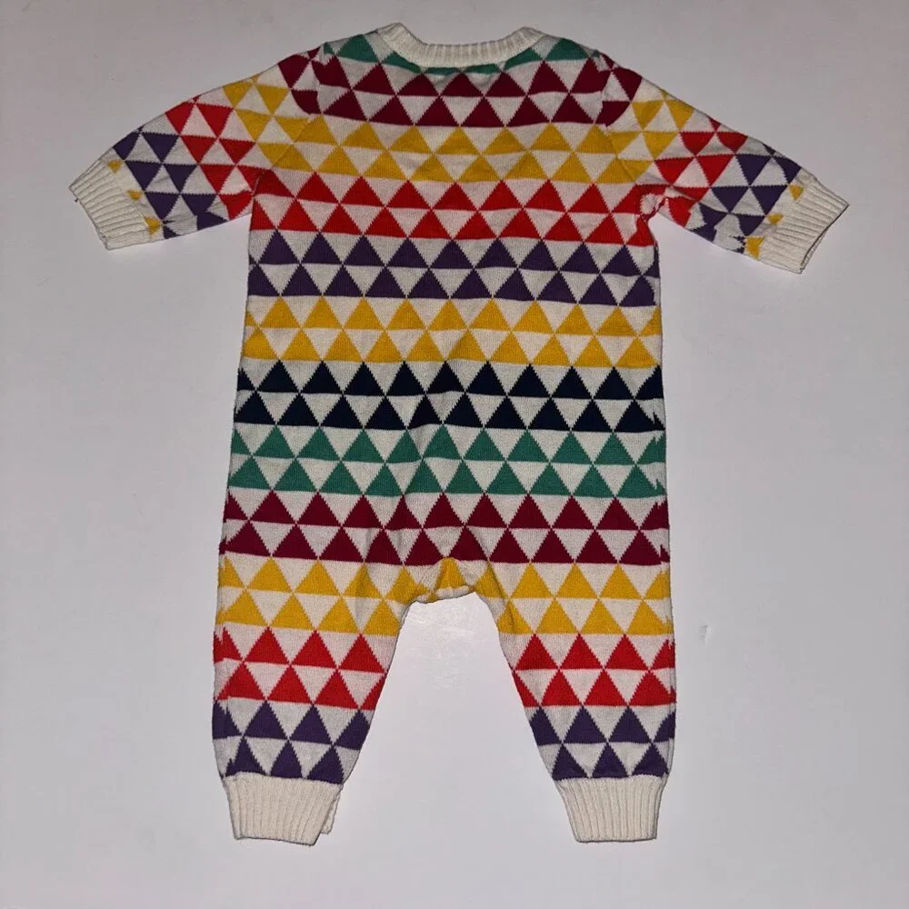 Baby Gap Girls Brights geometric Sweater Knit Romper Jumpsuit 0-3 Months